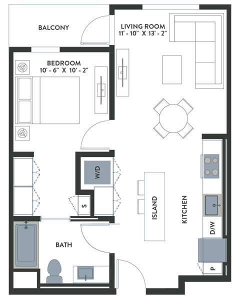 Legacy at Hayward Hayward CA 1 Bedroom A01.1 662 Sq Ft